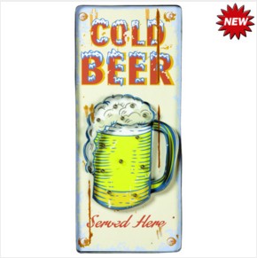 METAL SIGN-COLD BEER (WHITE)